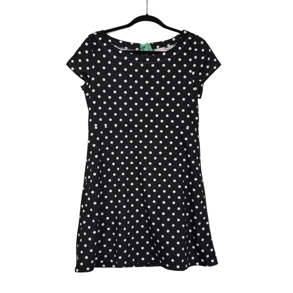 Anthropologie Postmark Black and White Polka Dot Dress Fit & Flare Size Medium